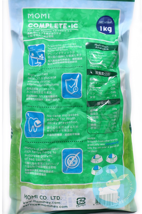 Momi 摩米 全營養IC老兔糧(5歲以上成兔糧) 1KG