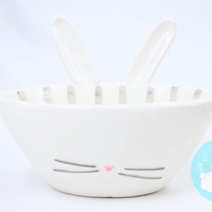 小兔直紋碟白色湯碗