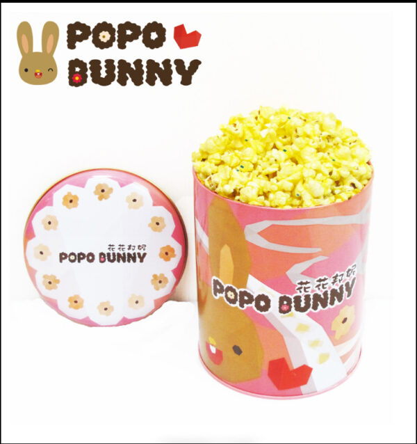 （需預訂）台灣直送 花花邦妮美式爆谷 Popo Bunny 鹹鄉村濃湯味 （鐵罐的圖案為隨機派送） (複製)